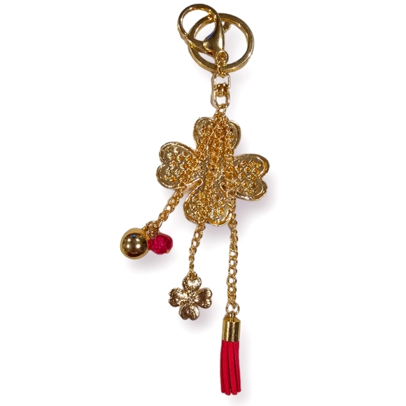 🚨Pink Rhinestone Clover Keychain Handbag Charm - Picture 3 of 3